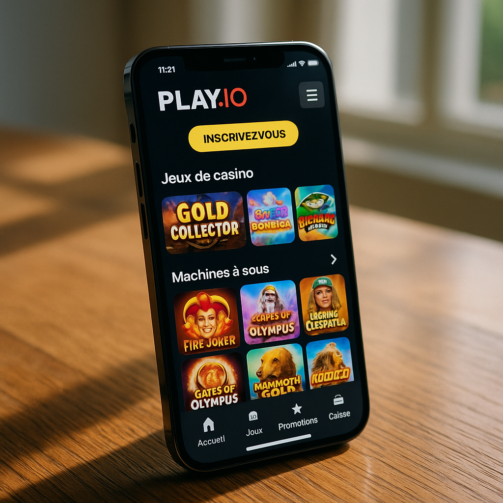 PlayIO Casino - Version Mobile - Jeu Fluide sur Smartphone